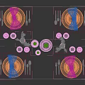 Elegant Dinnerware Set with Wine Glasses Eucalyptus Vases and Candles for Table Setting