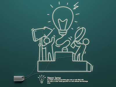 Creative Sketch Style Neon Lamp Combinations With Team Designed Lighting Elements 3d model