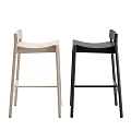 Black And Beige Modern Minimalist Bar Stools With Backrest And Stable Structure 3d model