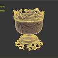 Decorative Red Living Container With Intricate Silver Carved Base And Classic Design
