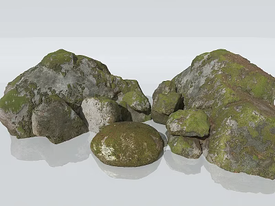 Stones Moss Stones with Moss Strange Stones Boulders Pebbles Forest Stones Rocks Rock Rock Stone Wall 3d model