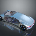 Futuristic Concept Car With Silver Sleek Body Transparent Canopy And Unique Blue Accented Wheels