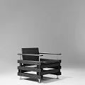 Contemporary Modern Armchair With Stacked Wooden Frame And Sleek Metal Armrests Design