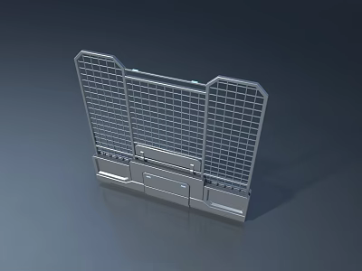Sturdy Metal Swing Door With Grid Design And Reinforced Frame Structure 3d model