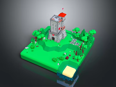 Modern Cartoon Scene Mars Camp Military Base Army Camp 3d model