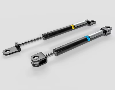 Black Gas Struts With Metal Ends And Colored Labels For Industrial Use 3d model