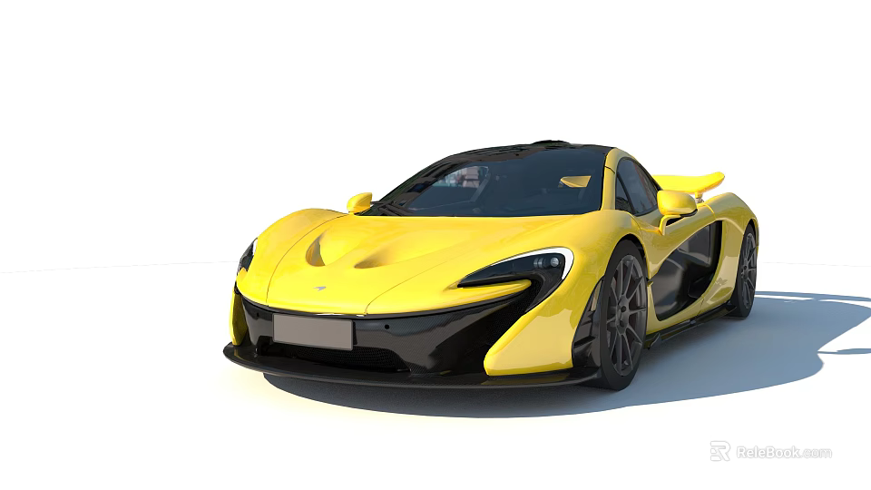 Yellow Sports Car With Sleek Design Black Accents And Aerodynamic Body 3d model 