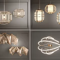 Modern Chandeliers Featuring Geometric Shapes Metallic Woven Frames And LED Lighting Designs