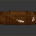 Vintage Brown Leather Suitcase With Straps Buckles And Travel Labels