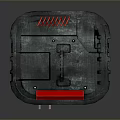 Modern Gray Metal Storage Box With Red Handle And Sturdy Design