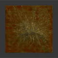 3D Terrain Model With Red Green Textured Surface And Undulating Topography