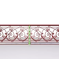 Decorative Railing With Intricate Scroll Patterns And Red Green Accents 3d model