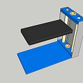 Blue And Silver Mechanical Component With Black Flat Plate And Screw Holes