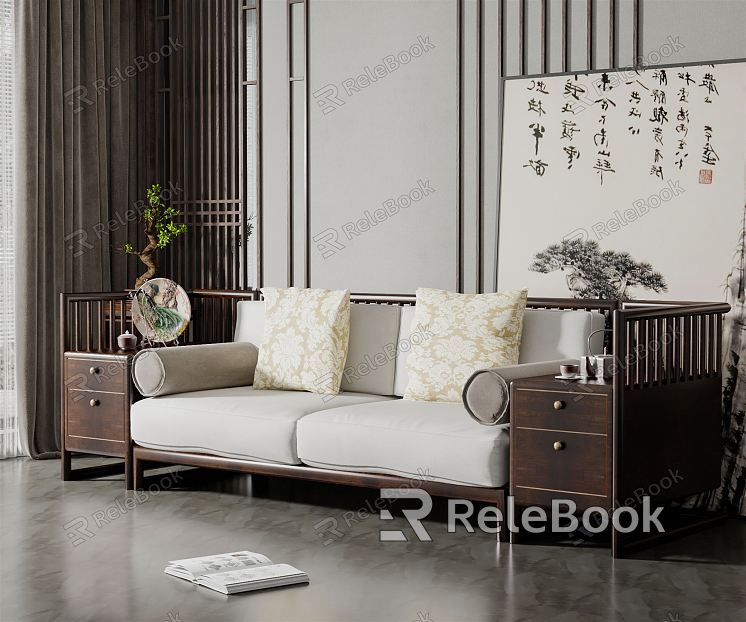 New Chinese-style double sofa model