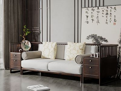 New Chinese-style double sofa model