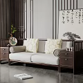 New Chinese-style double sofa 3d model