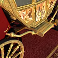 Antique Ornate Carriage With Gold Accents Red Black Design And Large Wheels