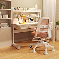 Kids Study Desk With Bookshelf Lamp Globe Storage Drawers And Ergonomic Chair