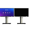 Two Smart Televisions Showing Interface And Black Screen With Modern Stand 3d model