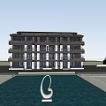 Modern Townhouse Exterior Design With Contemporary Architecture Large Windows Balconies And Green Lawn