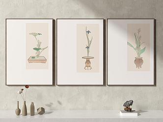 New Chinese Plant Painting Zen Decorative Painting 3d model