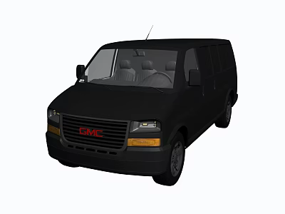 Black GMC Van Exterior View Showing Front Grille And Side Windows 3d model