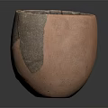 Antique Earthenware Bowl With Visible Cracks And Restored Fragments
