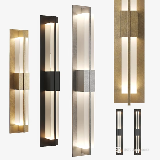 Modern Wall Lamps Featuring Sleek Metal Frame Glass Panel And Gold Black Gray Designs 3d model 