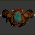 Game Movie Character With Red Hair Green Cap Brown Jacket And Mechanical Leg Gear