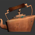 Copper Kettle With Wooden Handle And Bird Shaped Spout Blue Decorative Patterns