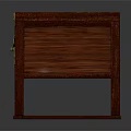 Traditional Chinese Style Mahogany Wood Cabinet With Golden Accents And Lattice Panels