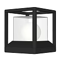Modern Cube Shaped Black Outdoor Light With Metal Frame And Clear Panel For Exterior Use