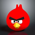 Red Angry Bird With Round Shape Angry Expression Black Eyebrows White Eyes And Yellow Beak 3d model
