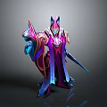 Fantasy Mythical Character Wearing Purple Blue Robe With Sword Sharp Ears Ornate Design
