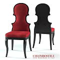 Elegant Accent Chair With Red Upholstered Seat Black Curved Back And Wooden Legs
