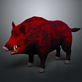 Game Movie Character Red Boar with Dark Red Fur and Sharp Tusks 3D Render