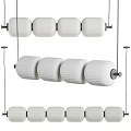 Modern White Chandelier With Multiple Cylindrical Pleated Shades Linear Design 3d model