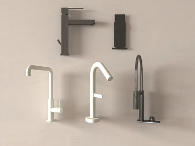 Modern Faucet Collection Featuring Diverse Designs For Kitchen And Bathroom Spaces 3d model
