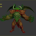 Mythical Demon Creature With Large Wings Horns And Yellow Muscular Body