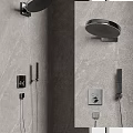 Sleek Modern Black Wall Mounted Shower Head System With Handheld And Control 3d model