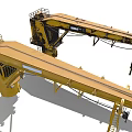 Yellow Heavy Duty Industrial Crane With Metal Structure And Hanging Chains