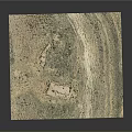 3D Terrain Model With Square Green Base And Rugged Topography