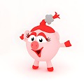 cartoon pig animated character ip jewelry pendant plush toy doll pink pig 3d model