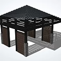 Black Roof Lattice Pavilion Design With Stone Columns And Outdoor Structure