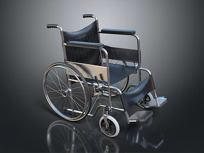 Medical Equipment Manual Wheelchair with Stainless Steel Frame Black Seat and Ergonomic Design 3d model