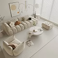 Sofa Coffee Table Combination Chandelier Lazy Sofa 3d model