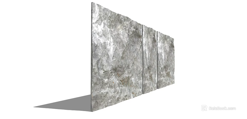 Elegant Gray Textured Stone Wall Panels For Modern Interior Design 3d model