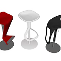 Modern Red White Black Bar Stools With Unique Curved Design And Sleek Base