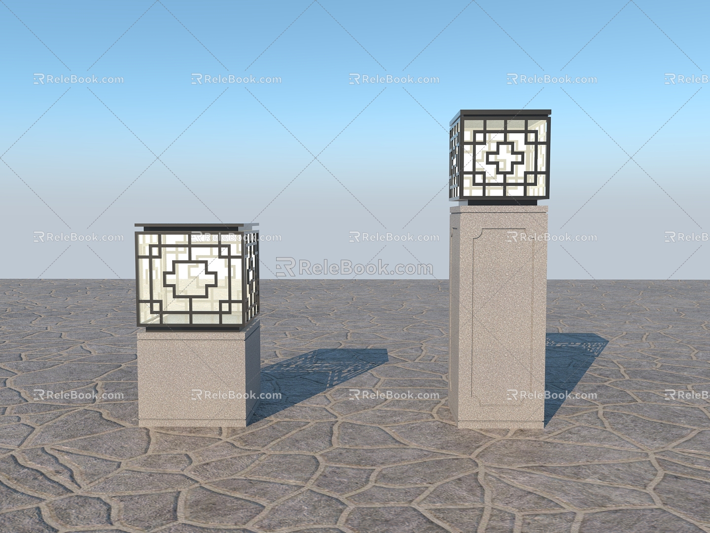 New Chinese Lawn Lamp Iron Lawn Lamp 3d model