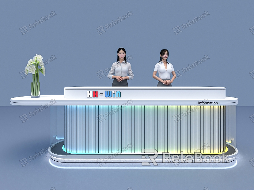 Reception Desk Bar Activities Front Desk Conference Exhibition Booth Beauty Woman Receptionist Technology Lighting model